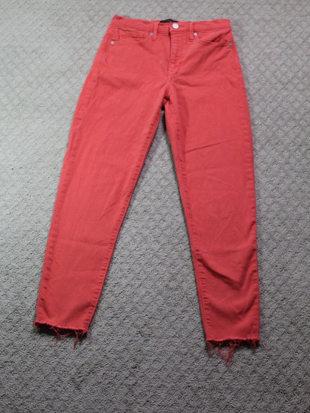 Banana Republic High Rise Skinny Size 26 Coral Denim Raw Hem Jeans